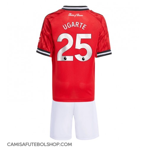 Camisa de time de futebol Manchester United Manuel Ugarte #25 Replicas 1º Equipamento Infantil 2025-26 Manga Curta (+ Calças curtas)
